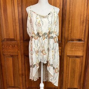 Maurice’s Spaghetti Strap High Low Semi Sheer Floral Tunic Top Layered Front S 3